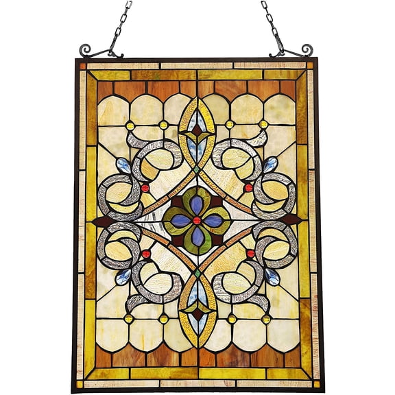 RADIANCE Goods Victorian Tiffany-Glass Window Panel 24" Tall
