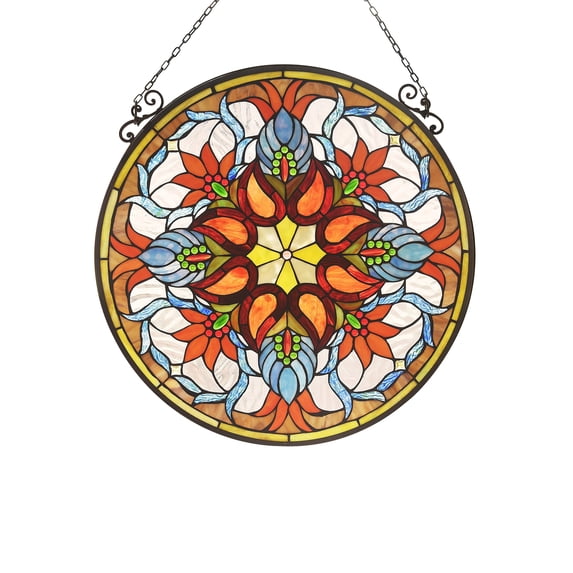 RADIANCE Goods Victorian Tiffany-Glass Window Panel 24" Wide