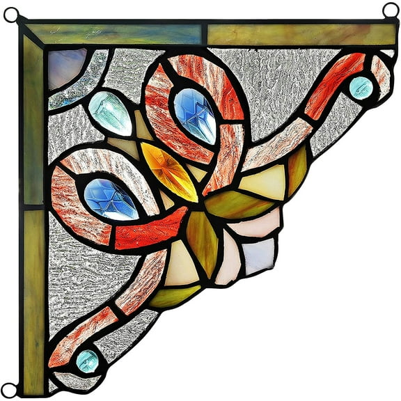 RADIANCE Goods Victorian Tiffany-Glass Window Panel 8" Wide