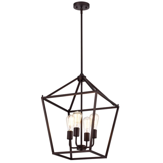 RADIANCE goods Industrial 4 Light Oil Rubbed Bronze Inverted Pendant Ceiling Fixture 16" Wide
