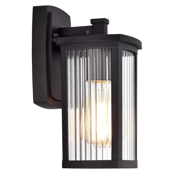 RADIANCE goods Transitional 1 Light Textured Black Outdoor Wall Sconce 11" Height