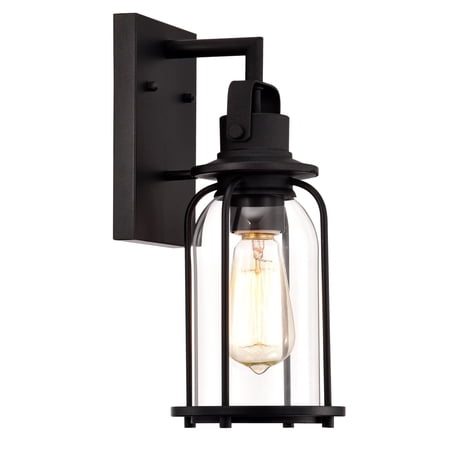 RADIANCE goods Transitional 1 Light Textured Black Outdoor Wall Sconce 13" Height