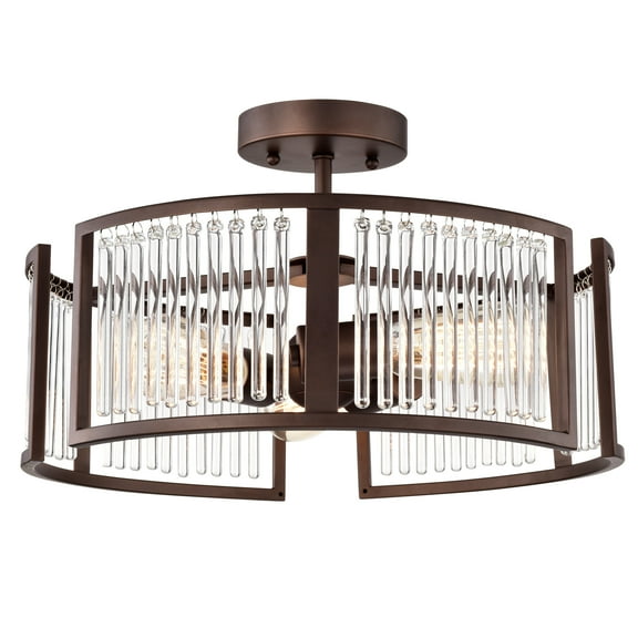RADIANCE goods Transitional 3 Light Oil Rubbed Bronze Semi-Flush Ceiling Fixture 16" Wide