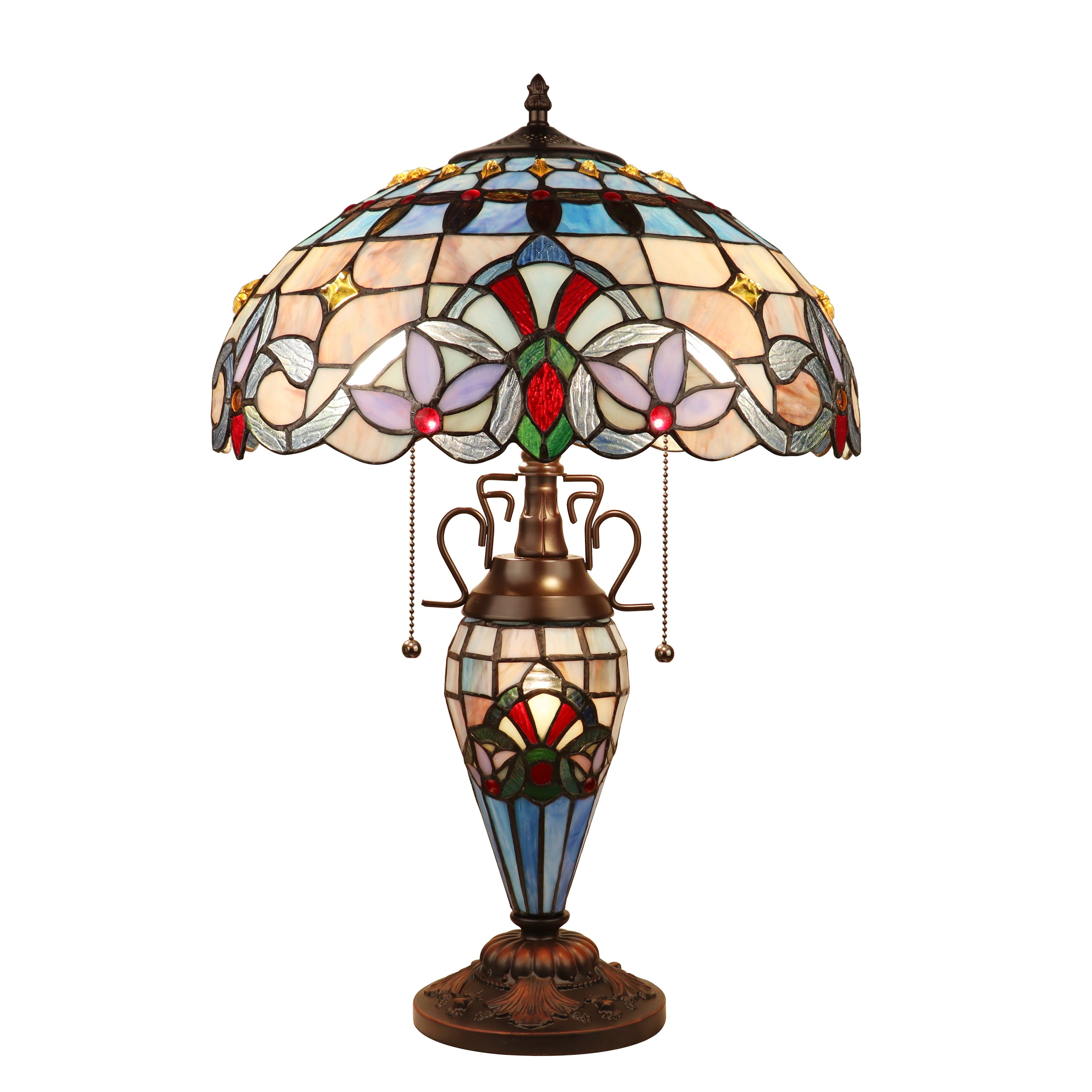 RADIANCE goods Victorian-Style Dark Bronze 3 Light Double Lit Table Lamp 16" Wide