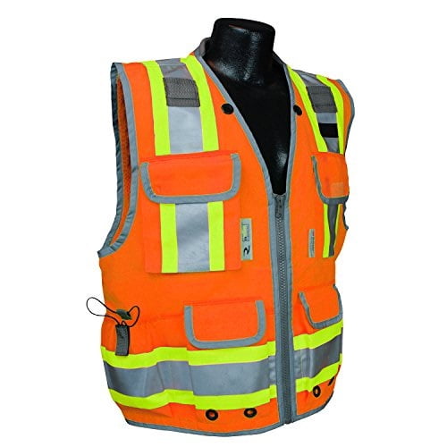Radians (1-Vest/Size X-Large) SV55 Class 2 Heavy Woven Two Tone Engineer Vest with Padded Neck to Support Extra Weight in Cargo Pockets, Orange