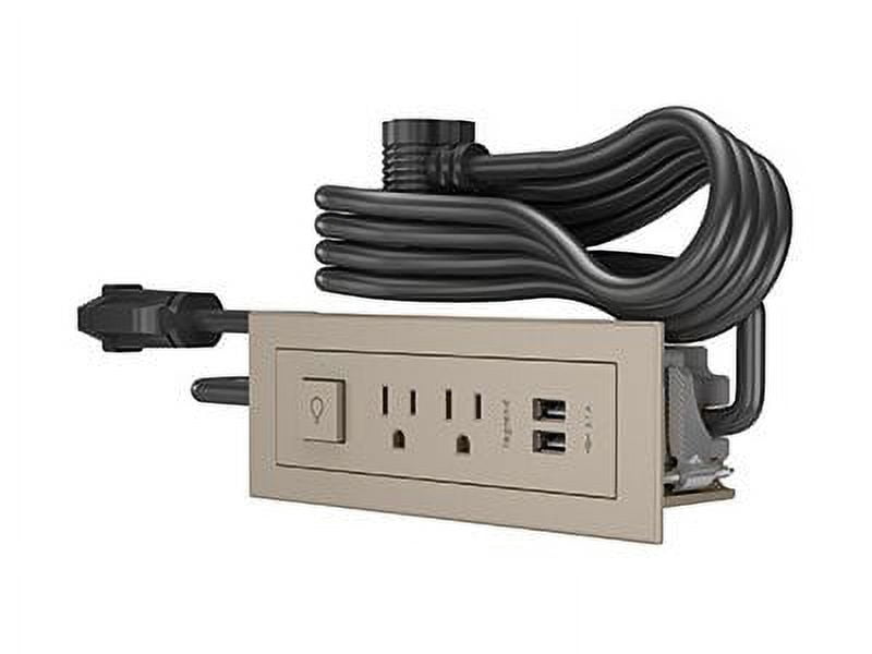 C2G Wiremold Radiant Furniture Power Center Switch (2) Outlet (2) USB, Nickel