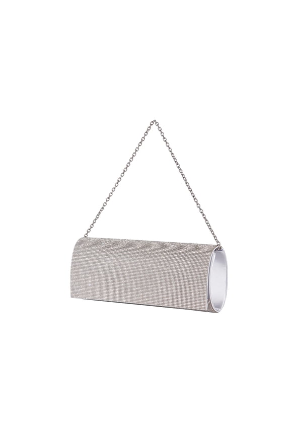 RADIANT RHINESTONE ENVELOPE CLUTCH BAG, TINA BAG SILVER