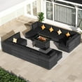 thumbnail image 1 of RADIATA 15PCS Outdoor Patio Furniture Set with Fire Pit (43",60000BTU) — Modular Wicker Conversation Set, Modern Grey High Back Outdoor Sectional Couch Set with Gas Firepit for Backyard Deck,Black, 1 of 9
