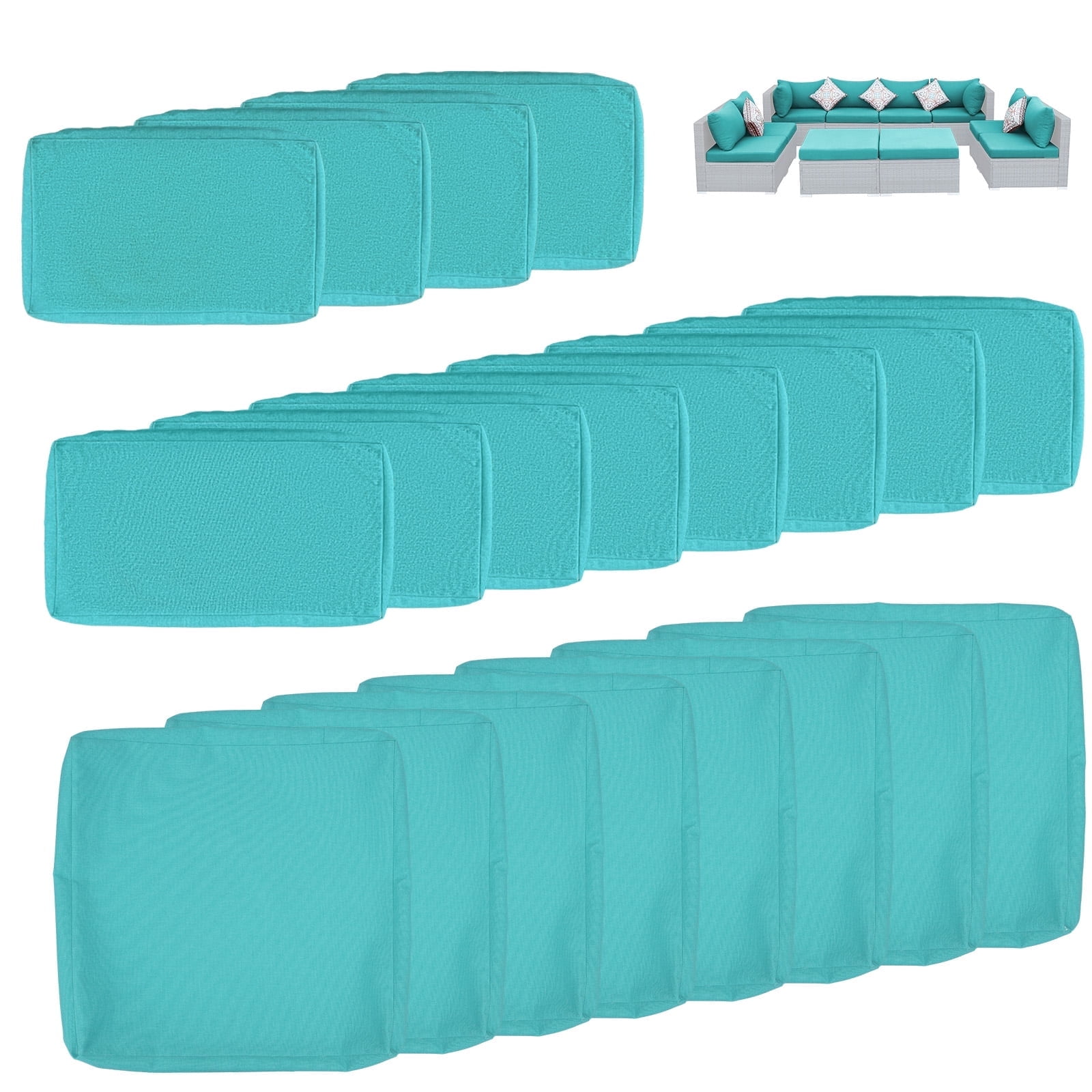 RADIATA Patio Slipcovers, Turquoise Cushion Covers, 27x27 Durable