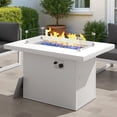 thumbnail image 1 of RADIATA 43" Aluminum Propane Fire Pit Table, 60,000 BTU Outdoor Gas Firepit, Rectangle CSA-Certified Patio Fireplace with Wind Guard & Glass Rocks, Rust-Proof White Fire Table for Deck Poolside, 1 of 10
