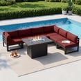 thumbnail image 1 of RADIATA Patio Aluminum Furniture Set with Fire Pit Table and Oversized 29" Seats, 7 Pieces Outdoor Sectional Conversation Sofa Set for Backyard, Poolside, 500 lb/Seat, Gray & Red, 1 of 11