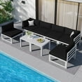 thumbnail image 1 of RADIATA 8 Piece White Aluminum Outdoor Patio Furniture Conversation Sofa Set,Large Size Luxury Sectional Couch with Coffee Table Dark Gray Olefin Cushion for Backyard Garden, 1 of 10