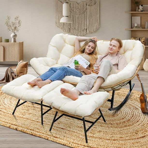RADIATA Person Indoor Papasan Rocking Chair with Ottoman and
