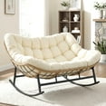 thumbnail image 1 of RADIATA Oversized 2-Person Papasan Rocking Chair with Cushion, Indoor Lounge Seat for Living Room, Bedroom, Study, Beige, 1 of 8