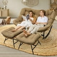 thumbnail image 1 of RADIATA 2 Person Indoor Papasan Rocking Chair with Ottoman and Cushion, Oversized Double Recliner Rocker for Living Room, Bedroom, or Study Room，Brown, 1 of 9