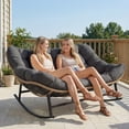 thumbnail image 1 of RADIATA Dark Gray Double Outdoor Rocking Chair,2 Person Patio Rocking Egg Chair with Thick Cushion, 1 of 10