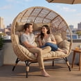 thumbnail image 1 of RADIATA Double Egg Chair Indoor Outdoor Stationary Oversized Thicken Padded Cushions,2 Person Egg Loveseat Chair,600 lbs Extra Large Lounge Chair for Patio Balcony Porch Backyard Brown, 1 of 8