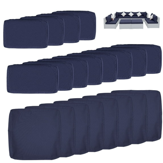 RADIATA Navy Blue Patio Cushion Covers Olefin Outdoor Sofa Chair Cushions Set of 8 Replacement Patio Cushion Covers 27 x 27 20 Pieces Outdoor Patio Furniture Cushions Replacement Dark Blue
