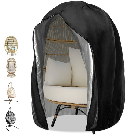 RADIATA Outdoor Egg Chair Cover,75 x 45 in Patio Hanging Chair Cover,Oversized Egg Swing Chair Cover with Zipper,Black (Waterproof&Weather-resistant)