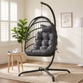 thumbnail image 1 of RADIATA Outdoor Egg Swing Chair with Stand, 350lbs Heavy-Duty Wicker, Comfy Thick Cushion, for Balcony, Patio, Bedroom, Indoor Use, Brown, 1 of 9