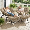 thumbnail image 1 of RADIATA Oversized Papasan Rocking Chairs with Ottomans, Set of 2, 5.1" Cushions and 450 lb Heavy-Duty Rattan Patio Lounge Rocker Set for Porch, Garden, Bedroom, Brown, 1 of 12