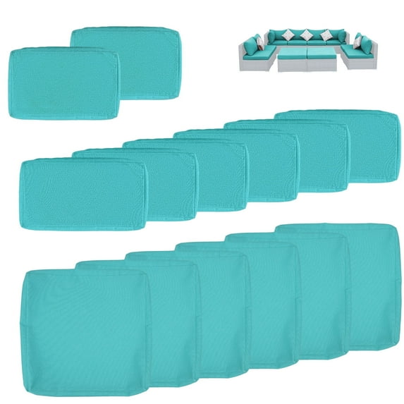 RADIATA Outdoor Sofa Seat Cushion Covers Teal Blue Sofa Cover Replacement for Patio Furniture Set Cushions Cover Backrest Pillow Covers Aqua 27x27 Inch