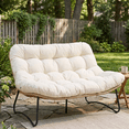 thumbnail image 1 of RADIATA Outdoor Wicker Loveseat with 5.5" Tufted Cushion, Oversized 2-Person Patio Lounge Seat, Steel Frame, Adjustable Feet,Beige, 1 of 8