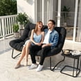 thumbnail image 1 of RADIATA Outdoor Wicker Loveseat with 5.5" Tufted Cushion, Oversized 2-Person Patio Lounge Seat, Steel Frame, Adjustable Feet,Gray, 1 of 7