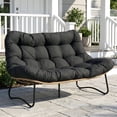 thumbnail image 1 of RADIATA Outdoor Wicker Loveseat with 5.5" Tufted Cushion, Oversized 2-Person Patio Lounge Seat, Steel Frame, Adjustable Feet,Gray, 1 of 8