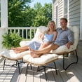 thumbnail image 1 of RADIATA Double Papasan Chair Outdoor with Ottoman, Outdoor Oversized Loveseat, 600 lbs Capacity with 5.5" Thick Cushion,Beige, 1 of 8