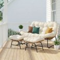 thumbnail image 1 of RADIATA Double Papasan Chair Outdoor with Ottoman, Outdoor Oversized Loveseat, 600 lbs Capacity with 5.5" Thick Cushion,Beige, 1 of 8