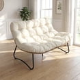 thumbnail image 1 of RADIATA Oversized Wicker Accent Lounge Chair for Two, Tufted 5.5" Cushion, Steel Frame, Adjustable Feet, Patio or Sunroom Seating,Beige, 1 of 7