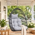 thumbnail image 1 of RADIATA Patio Hanging Egg Chair Without Stand, 5" Cushion 3-Second Folding Wicker Outdoor Swing Chair No Stand Tree or Ceiling Hanging for Garden, Porch, Balcony,350 lb, Light Gray, 1 of 10