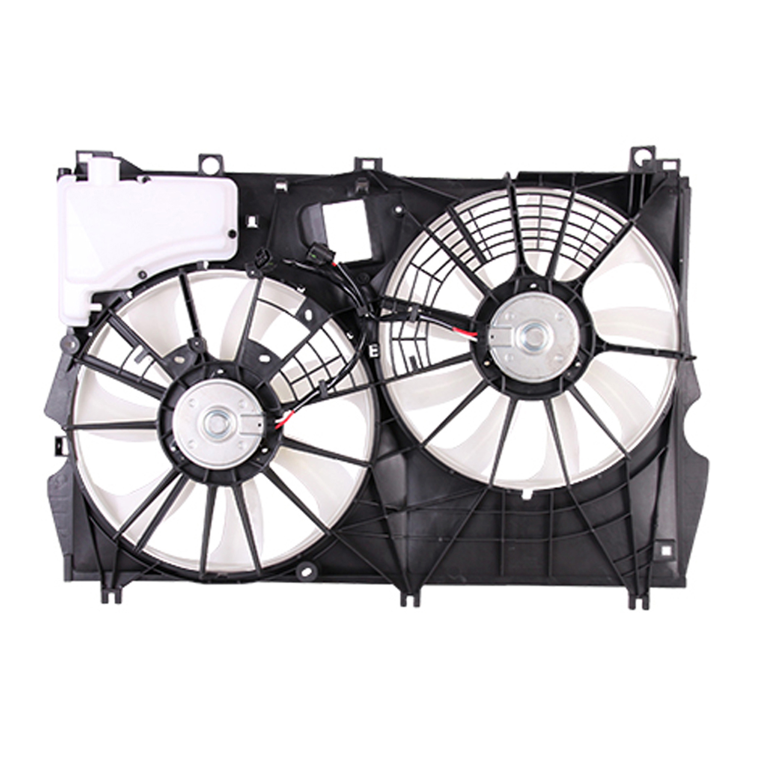 RADIATOR AND CONDENSER FAN ASSEMBLY WITH TWO FANS SIDE BY SIDE WITH 