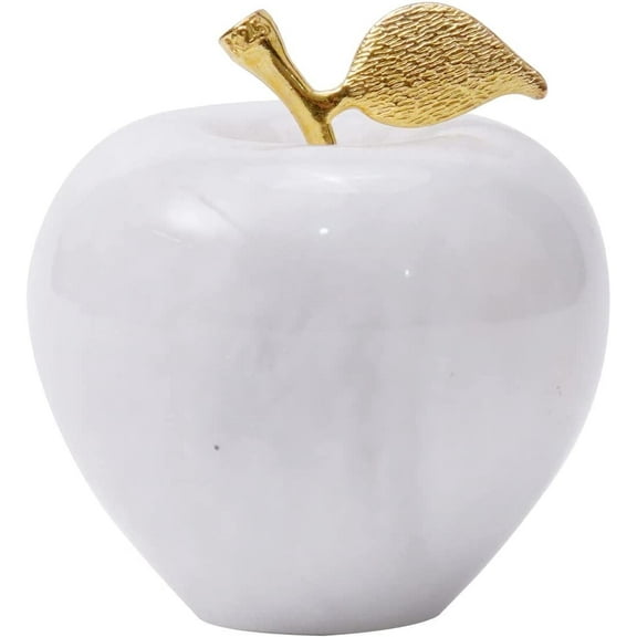Radicaln White Marble Apple Paperweight 3" – Handmade Desk Decor Accent for Office Table, Home Shelf Styling, Study Room & Minimalist Workspace