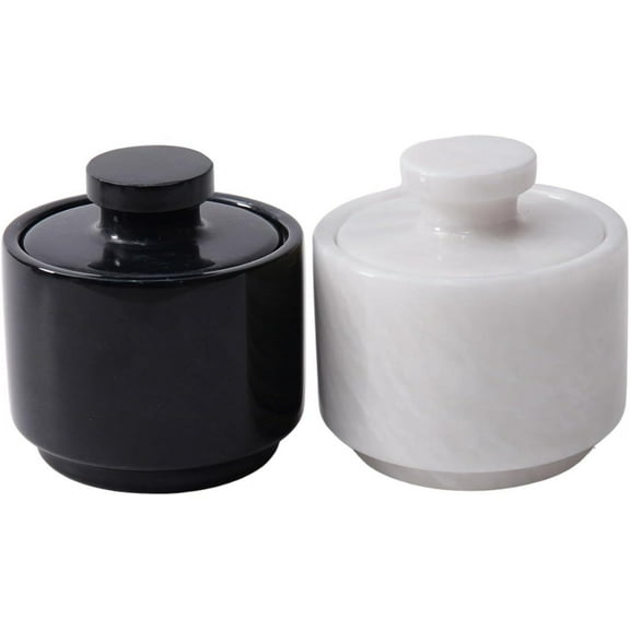 Radicaln Black & White Marble 3" Salt Cellar with Lid – Handmade Salt Keeper Set of 2 | Countertop Salt Container | Spice Jars, Sugar Bowl & Seasoning Holder for Kitchen Storage & Dining Décor