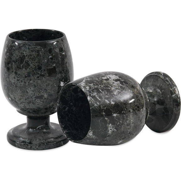 Radicaln 5 inches Black Marble Wine Glass Set of 2 - Stylish Drinking Glasses for Red & White Wine - Cocktail Tumblers, Whiskey & Martini Glassware