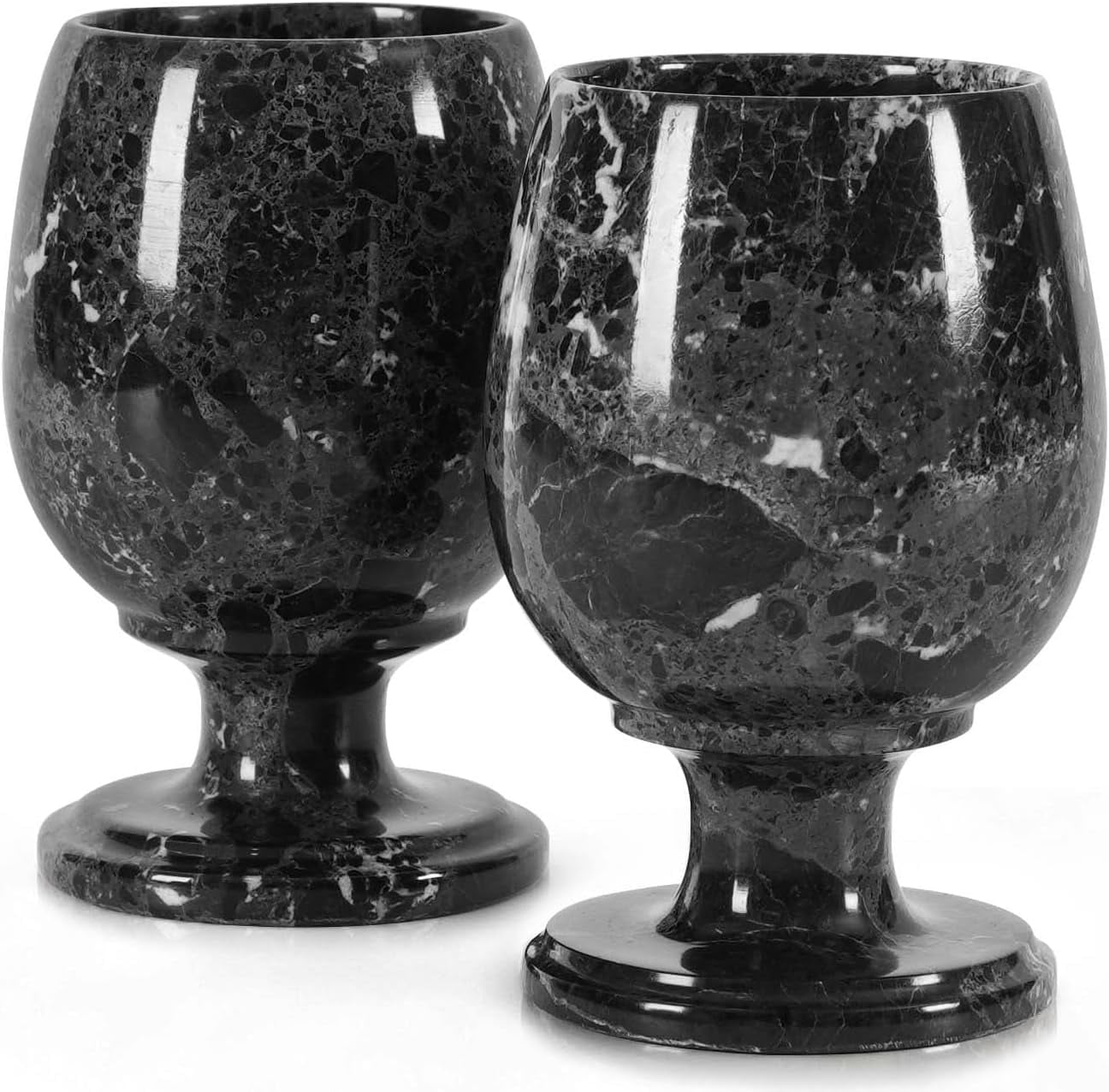Radicaln Marble Wine Glasses Set of 2 Handmade Black 5 inch Drinking Glasses For Dining Table Decor, Ideal Red and White Wine Glassware For Home Bar