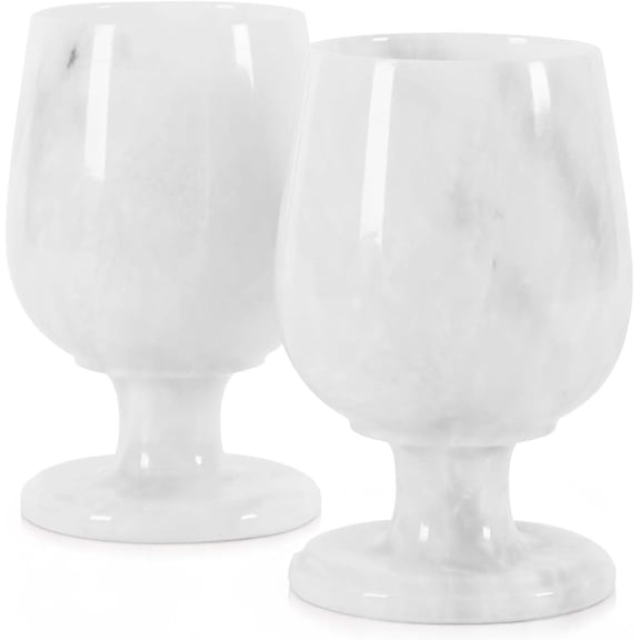 Radicaln Marble Wine Glasses 5 inches White Handmade Stemless Wine Glasses Set of 2 for Red & White Wine, Ideal for Parties and Bar Decor.