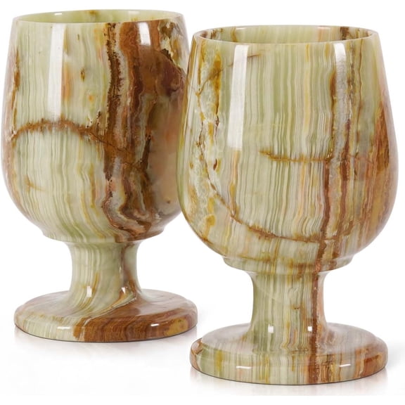 Radicaln 5 inches Green Onyx Marble Wine Glass Set of 2 - Cocktail Glasses for Wine & Champagne Flutes - Whiskey Tumblers, Barware & Wedding Gift Ideas