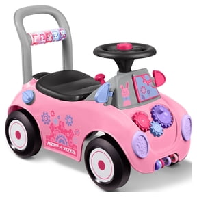 Radio Flyer Creativity Car, 3 in 1 Push Walker & Ride-on with Interactive Features, Pink
