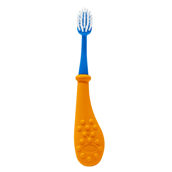 RADIUS Big Kidz Forever Toothbrush with Replaceable Head, Extra Soft Kids 6+, BPA-Free, ADA Accepted, Right & Left Handed, Tangerine /Blue, Pack of 1