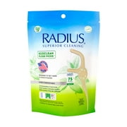 RADIUS EcoClean Compostable Dental Floss Pick, Adult, Peppermint, 75 Count, Eco-Friendly Dental Care