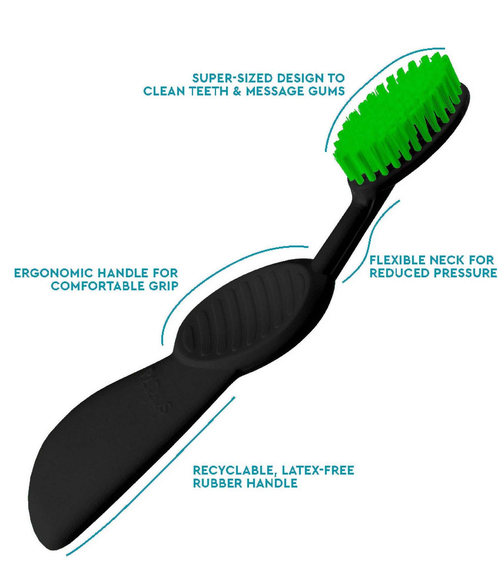 RADIUS Flex Brush with Soft Bristles Toothbrush BPA Free & ADA Accepted Designed to Improve Gum Health & Reduce Issues - Left Hand - Pack of 1