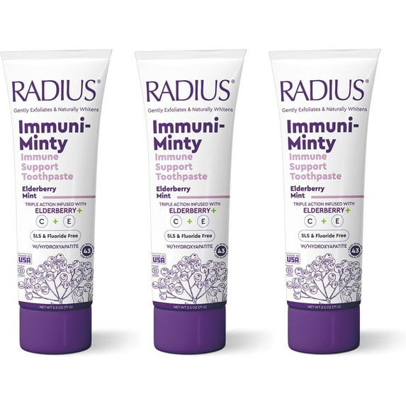 RADIUS ImmuniMinty Immune Support Toothpaste 2.5 Oz - Elderberry Mint - Pack of 3