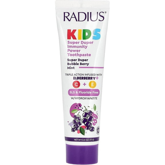RADIUS Kids Super Duper Immunity Power Toothpaste 2.5 Oz - Super Duper Bubble Berry Mint - Pack of 1