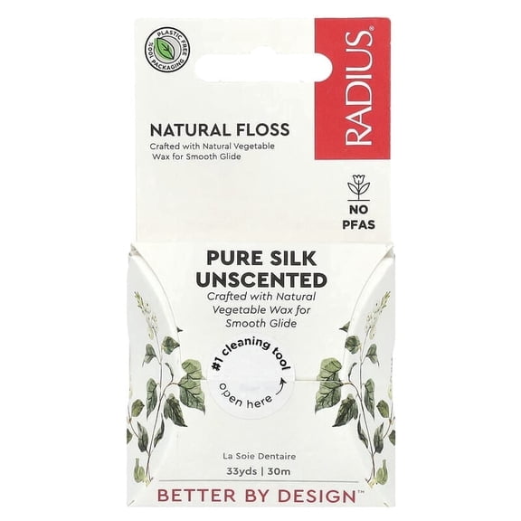 RADIUS, Natural Floss, Pure Silk, Unscented, 33 yds (30 m) Pack of 3