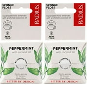 RADIUS Peppermint Dental Floss 55 Yards Vegan and Non-Toxic Oral Care Boost Total Tooth & Gum Protection Clear - Pack of 2