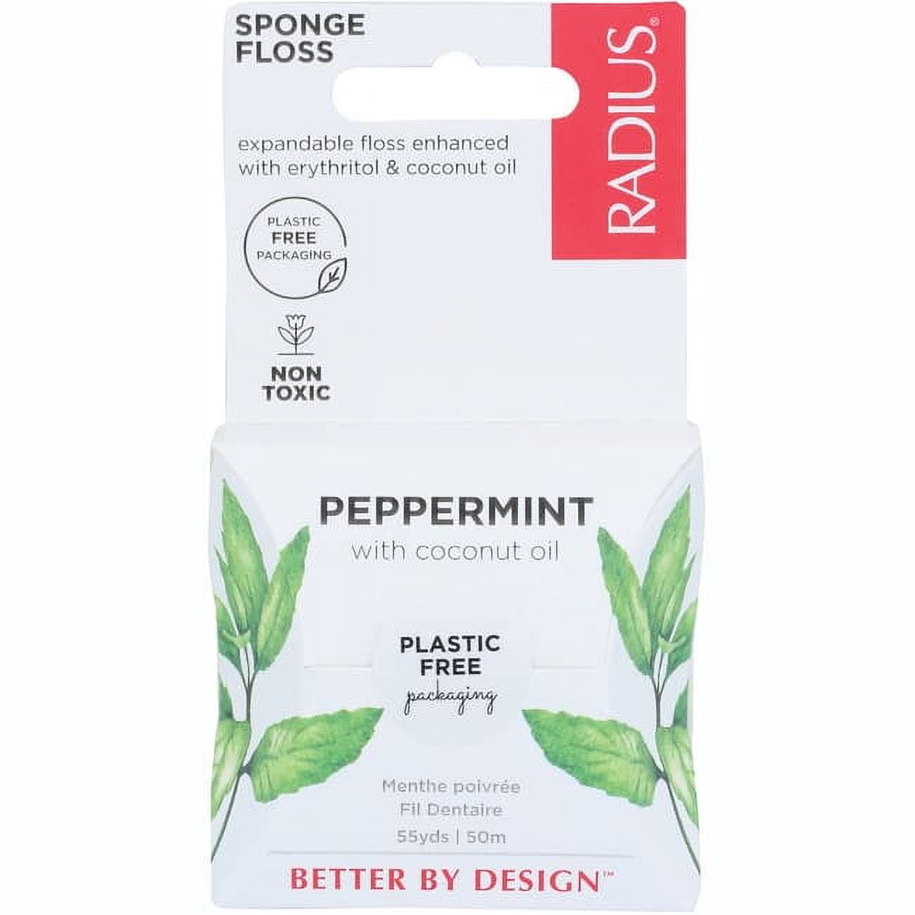 RADIUS Peppermint Dental Floss 55 Yards Vegan and Non-Toxic Oral Care Boost Total Tooth & Gum Protection Clear