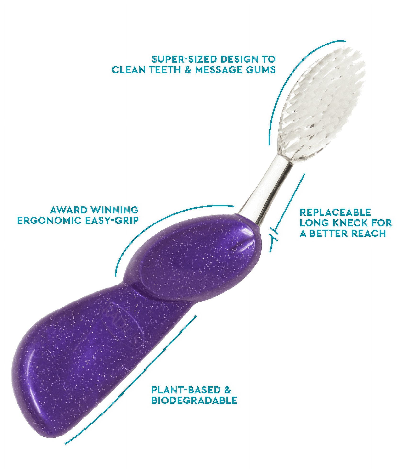 RADIUS Toothbrush Big Brush with Replaceable Head, Left Hand, Soft in